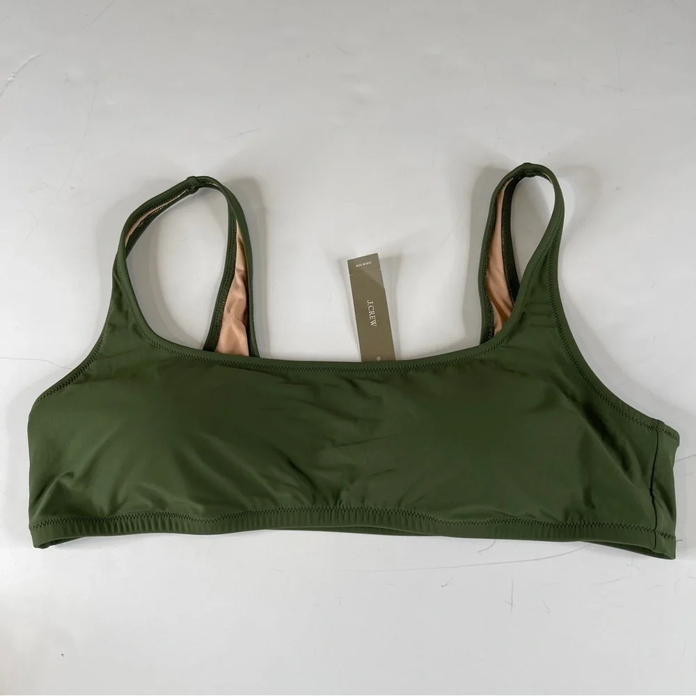 J Crew Safari Green Scoopneck Bikini Top XXL